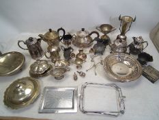 A collection of Silver plated items, to include a bowls, Silver Plated Trophy on a wooden base,