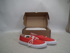 Unused Retail Stock - A boxed pair of Red and White Eddie Bauer Shoes, size 10.