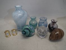 A mixed collection of various sized of Glass Vases and Glass Sculpture,