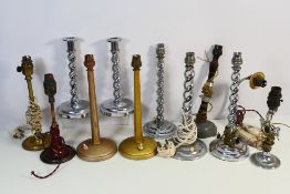 A collection of vintage table lamps.