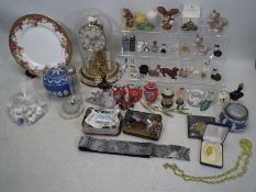 A collection of Ceramics figurines, Tea Pot, ceramics thimbles,