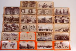 A collection of late 19th / early 20th century stereoscope cards with views of Egypt, Switzerland,