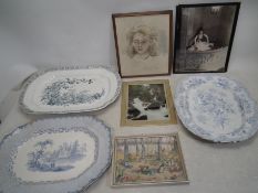 A mixed collection of Ceramics and Framed Prints,