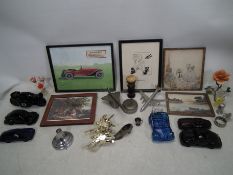 A mixed lot of collectables to include: framed pictures/prints/embroidery (largest frames approx 32