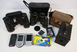Lot to include cameras, binoculars and mobile phones.