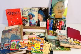 Lot to include Giles cartoon book, royal and other ephemera and similar.