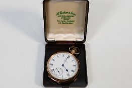 A 9ct gold cased open face pocket watch by Waltham,