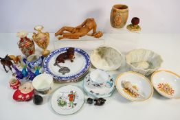 Mixed ceramics and glassware to include Goebel, Isle Of Wight Glass, Royal Worcester, Beswick,