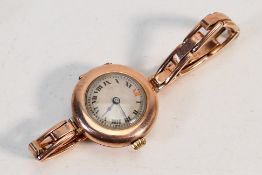 A Lady's 9ct rose gold cased Rolex wristwatch on rose metal expanding bracelet, marked 9ct,