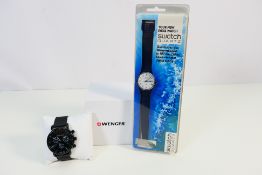Two wristwatches comprising a Water Resistant Swatch (factory sealed) and a Wenger Urban Classic