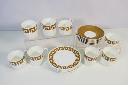 A collection of Wedgwood Old Gold Keystone pattern tea wares, a Susie Cooper Design,