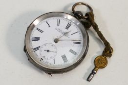 A Swiss silver cased open face pocket watch,
