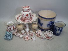 Lot includes Coalport Indian Tree Coral Potpourri jars, plates, mugs and others,