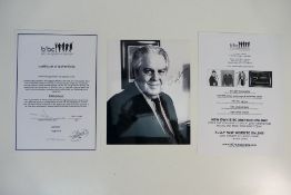 James Bond 007 - A signed photographic image of Albert Cubby Broccoli, approximately 25 cm x 20.