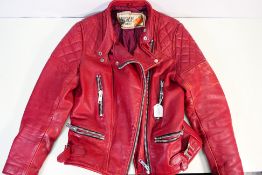 A vintage Wolf Leathers leather jacket, red, no size stated, 60 cm (l).