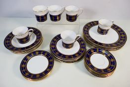 A collection of Spode dinner and tea wares decorated in the Blue Galaxy pattern,