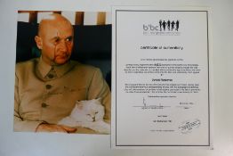 James Bond 007 - A signed 25 cm x 20 cm photographic image depicting Donald Pleasence as Ernst
