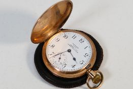 A 9ct gold cased full hunter pocket watch by Waltham,
