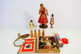 A mixed lot of collectibles to include a Japanese Katsuraningyo doll,