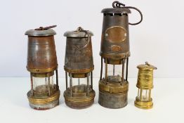 Three William Maurice Ltd, Sheffield Wolf miner's safety lamps comprising two Wolf Type FS and a No.