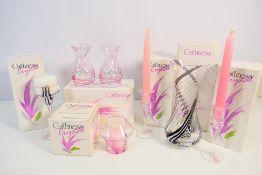 Lot to include boxed Caithness Crystal vases and candle holders.