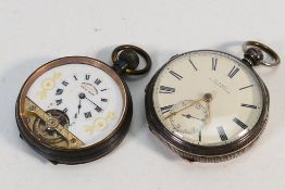 A Victorian silver cased pocket watch, Roman numerals to white dial signed J Barr, Earlestown,