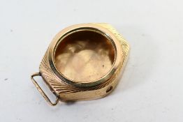 A 9ct gold wristwatch case, Birmingham assay, approximately 2.