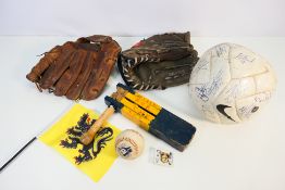 Sporting Memorabilia, a box of items to