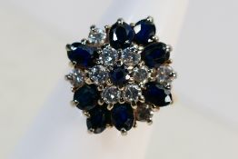 An 18ct yellow gold sapphire and diamond