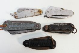 Knives - 5 vintage British Army clasp kn
