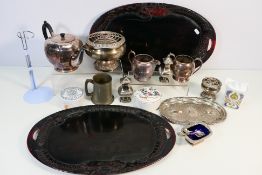Lot to include two Oriental wooden trays