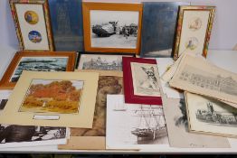 A collection of prints, predominantly unframed and other wall art, various image sizes.