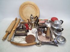 Vintage kitchenalia to include wooden rolling pin and pestle or potato masher,