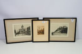 A collection of signed original etchings to include; J.