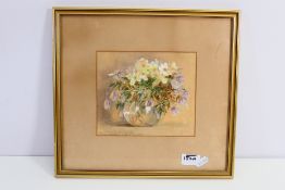 A 19th century still life floral study, gouache on paper, mounted and framed under glass,