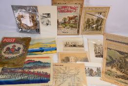 A collection of prints, sketches, royal commemorative ephemera, various sizes.