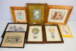A quantity of prints to include depictions of early hot air balloons, various image sizes.