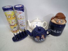 A quantity of Tetley Tea advertising wares to include teapot, biscuit barrel,