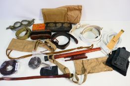 Lot to include military belts, pouches and similar, a wound stripe, and other.