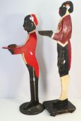 Two painted wood dumbwaiter figures, lar