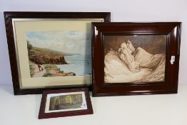 Lot to include a lithograph after R F McIntyre coastal landscape scene,