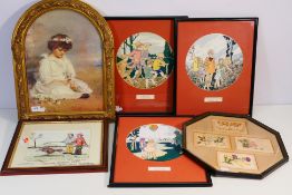 A collection of prints, a framed display