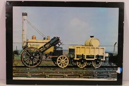 A print depicting Stephenson's Rocket at the Rainhill Trials Commemoration, 1980,