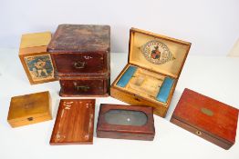 A collection of wooden boxes to include