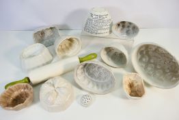 A collection of vintage jelly moulds and