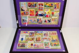 Deltiology - Two framed displays of comic postcards to include Quip, Pedro and other,