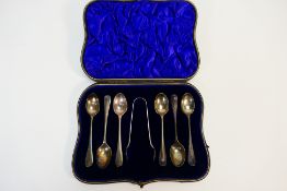 A cased set of six Edward VII silver coffee spoons, London assay 1904,
