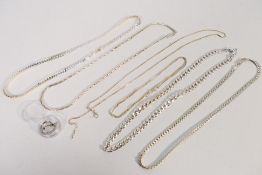 A collection of white metal jewellery, necklaces and earrings, predominantly stamped 925.