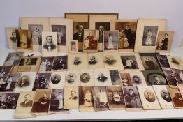 A collection of carte de visite, cabinet cards and similar.