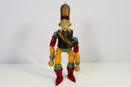 Ediswan Radio jointed wooden advertising figure for Mazda valves, approximately 37 cm (h),